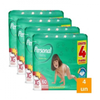 Fraldas Personal XG - Kit 4X60 na Zema