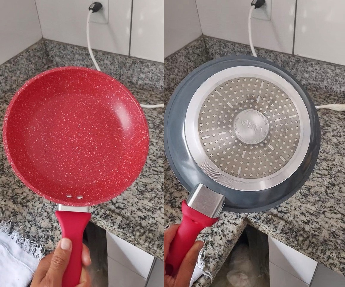 Frigideira 24 cm ColorStone de alumínio com antiaderente, Titânio, ALU8303-TI, Euro Home na Amazon