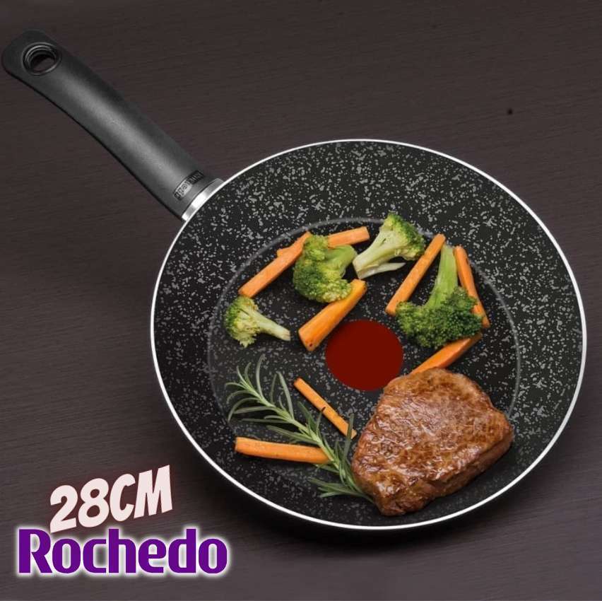 Frigideira Francesa Rochedo Stone Pro 28 cm, Efeito Pedra – Preto e Cinza na Amazon