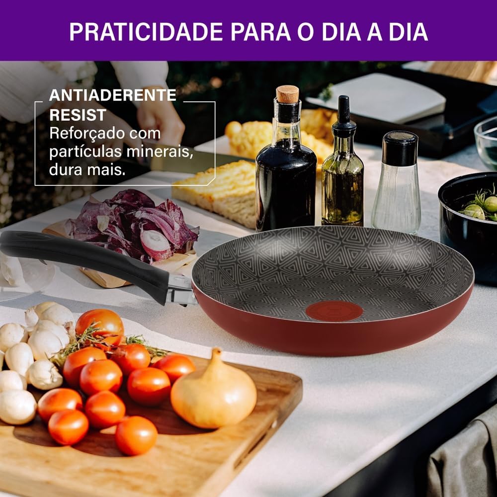 Frigideira Rochedo Facilita Vermelho 24cm com Antiaderente Resist na Amazon