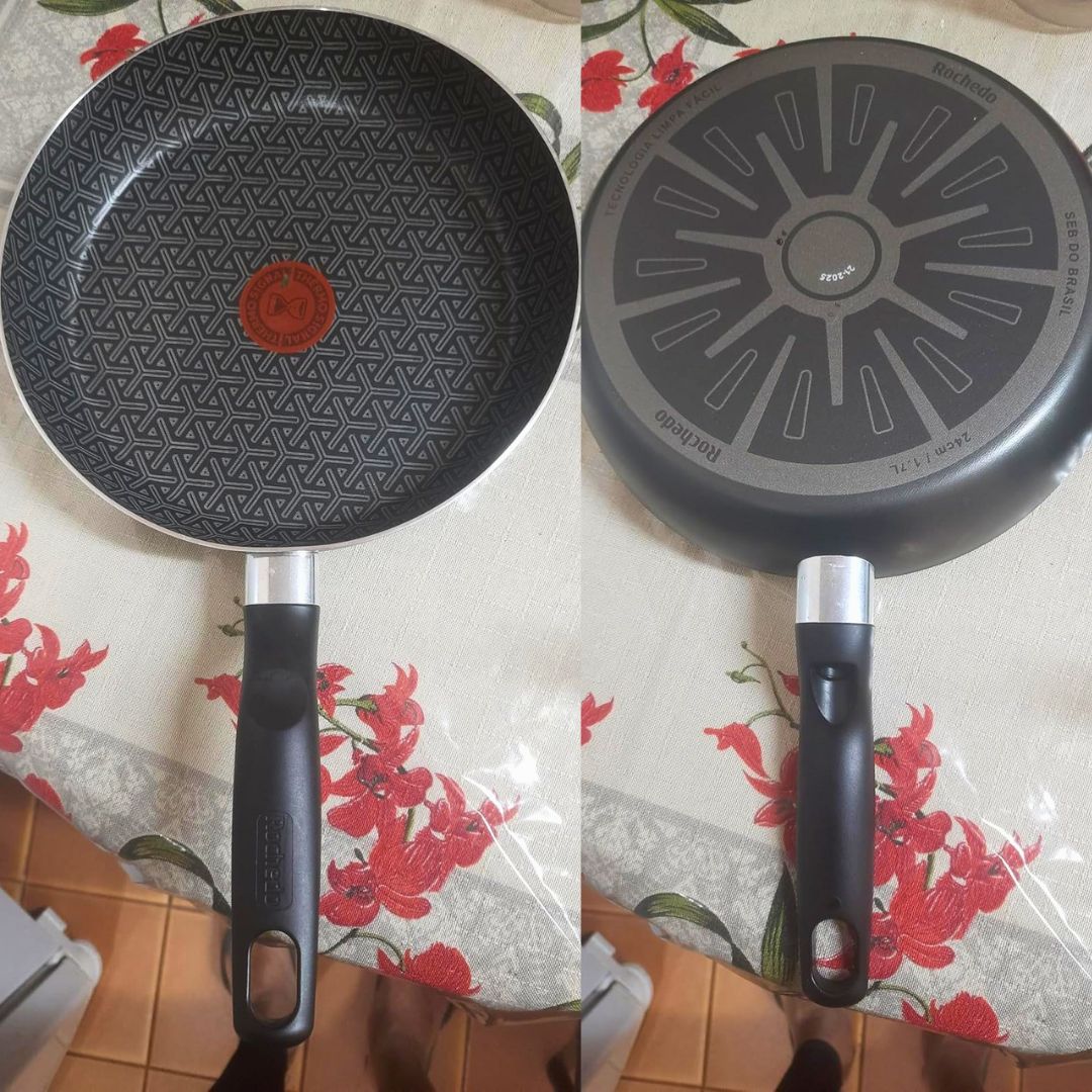 Frigideira Rochedo Robusta Grafite 24cm com Antiaderente Resist 3X, Reforçado com Partículas Minerais, Alta Espessura, Base Limpa Fácil e Thermo-Sinal na Amazon