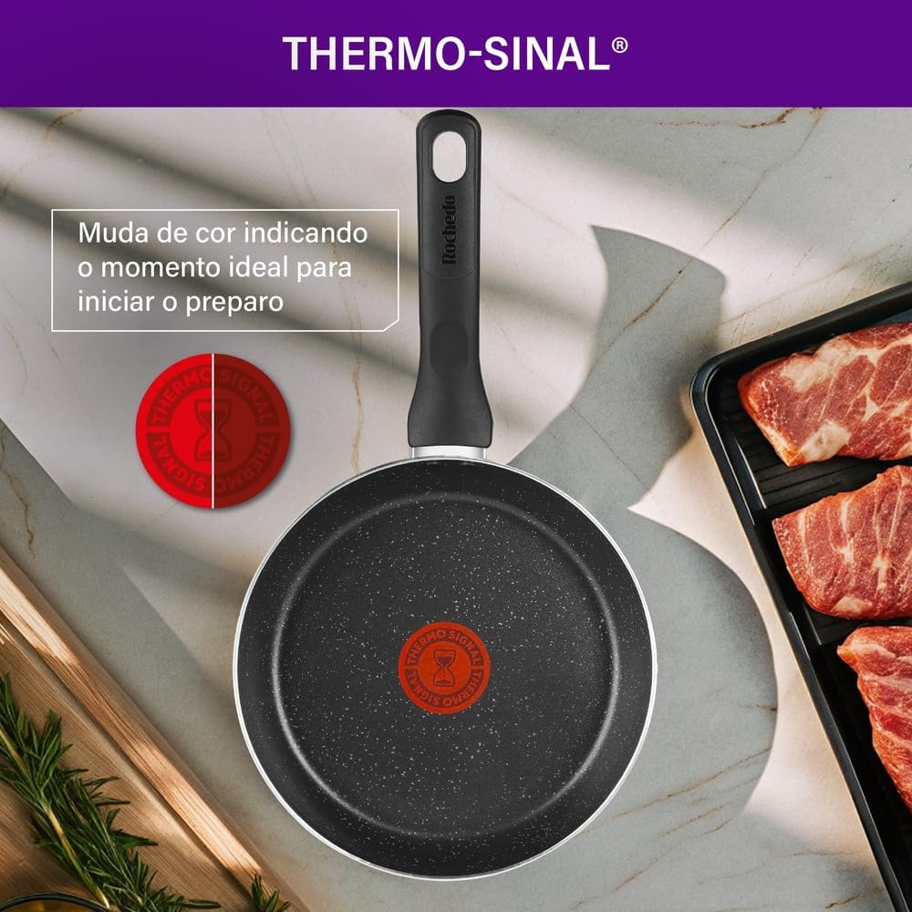 Frigideira Rochedo Stone Pro 20cm Preta com Efeito Pedra e Antiaderente Minerium, Alta Resistência e Durabilidade, Cabos Ergonômicos e Base Limpa Fácil na Amazon