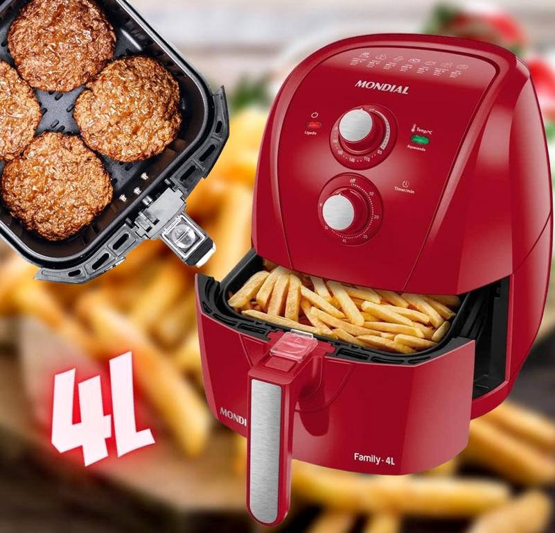 Fritadeira a Ar Family 4L, Mondial, 110V, 1500W, Vermelho – AFN-40-FR na Amazon