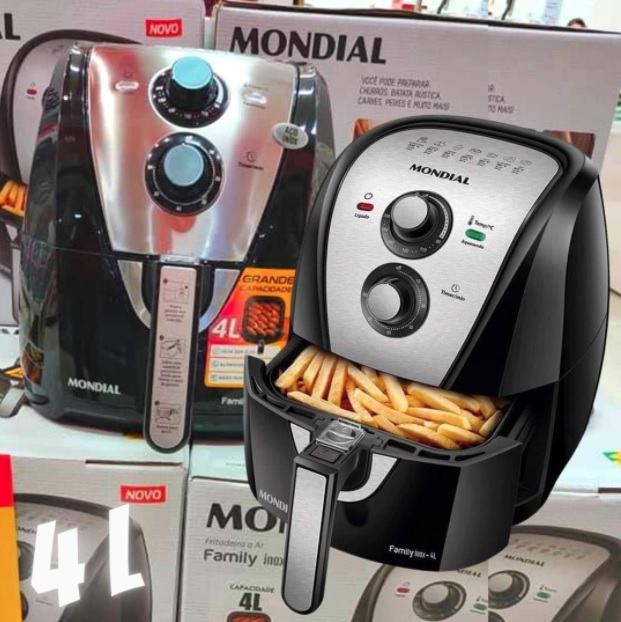 Fritadeira a Ar Mondial, Family Inox Black – 4L, 220V, 1500W – AFN-40-BI na Amazon