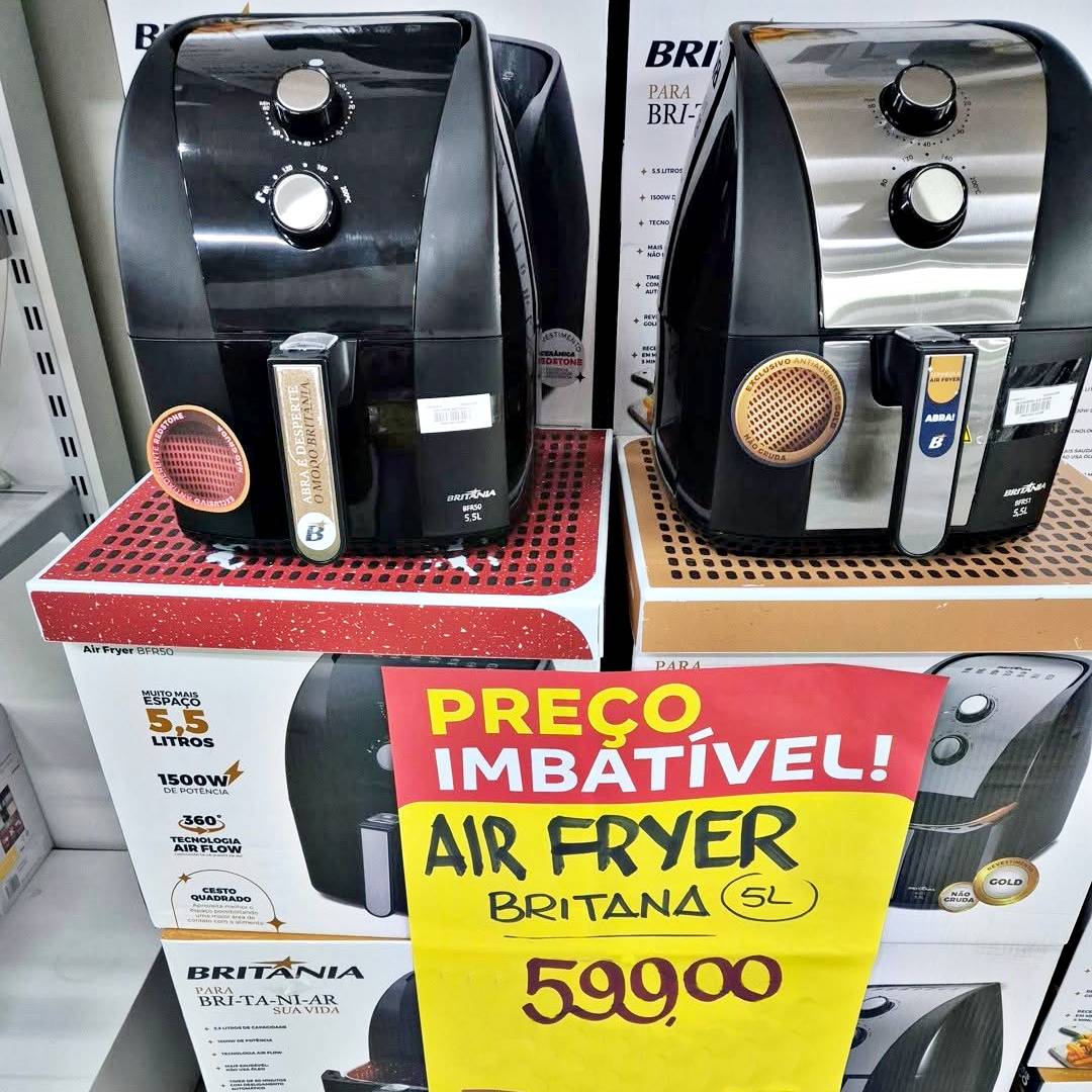 Fritadeira Air Fryer Britânia 5,5L 1500W Gold BFR51 na Amazon