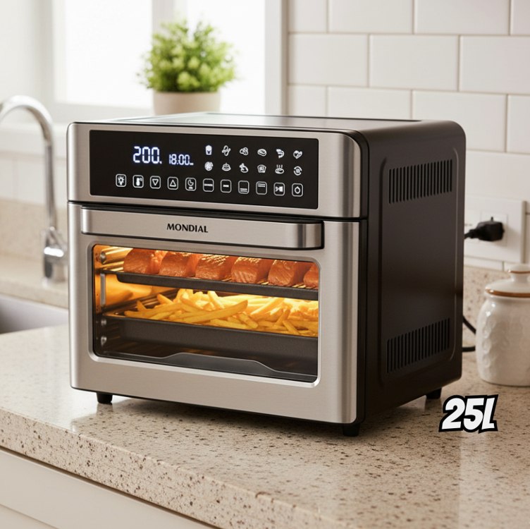 Fritadeira Air Fryer Forno Oven Digital 25L, Mondial, Preto/Inox, 2000W, 110V – AFO-25L-BI na Amazon