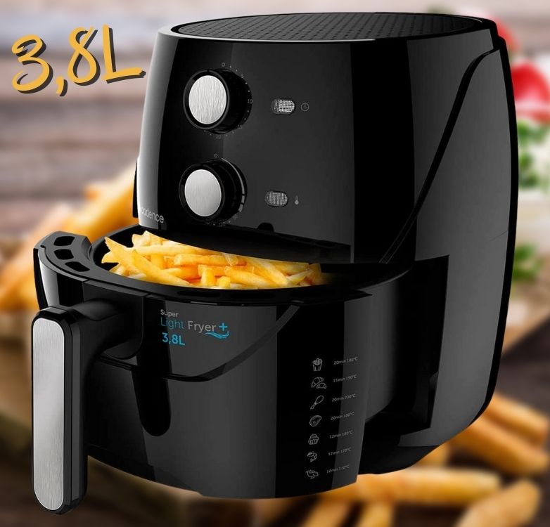 Fritadeira Air Fryer Sem Óleo Cadence Super Light Fryer 3.8L, 1500W, 127V, Preto – FRT555 na KaBuM!