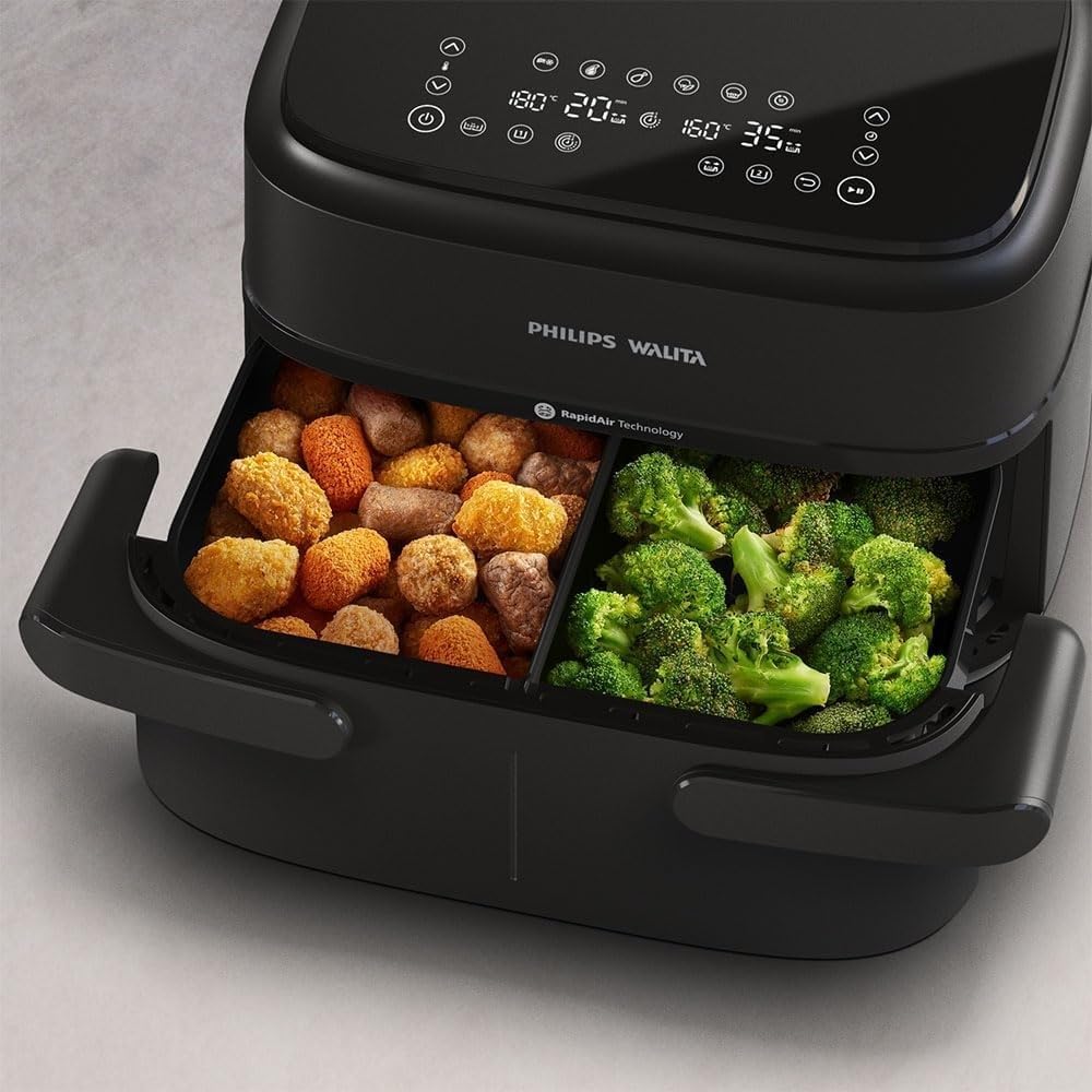 Fritadeira Airfryer Série 1000 Duplo Cesto 7,1L Philips Walita, 1850W, 2 anos de garantia – NA150/00 na Amazon