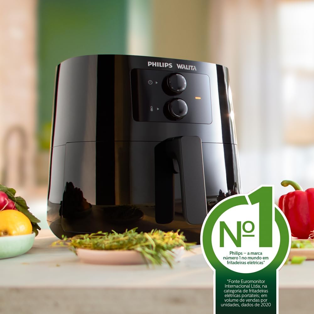 Fritadeira Airfryer Série 3000, Philips Walita, com 6.2L de capacidade, Preta, 2000W, 110v – HD9206/91 na Amazon