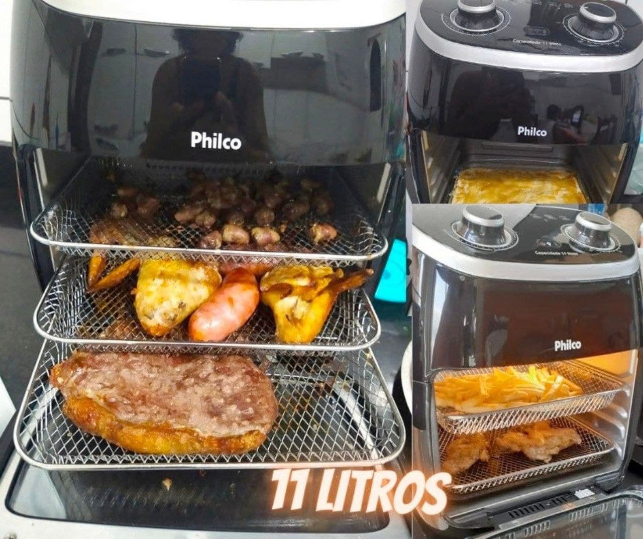 Fritadeira Elétrica Philco Air Fry Oven Sem Óleo PFR2000P 11L – Preto/Inox na Casas Bahia
