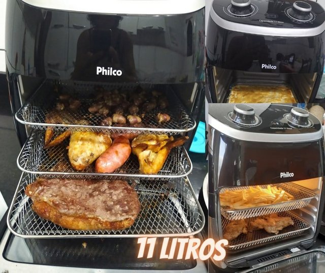 Fritadeira Elétrica Philco Air Fry Oven Sem Óleo PFR2000P 11L – Preto/Inox na Casas Bahia