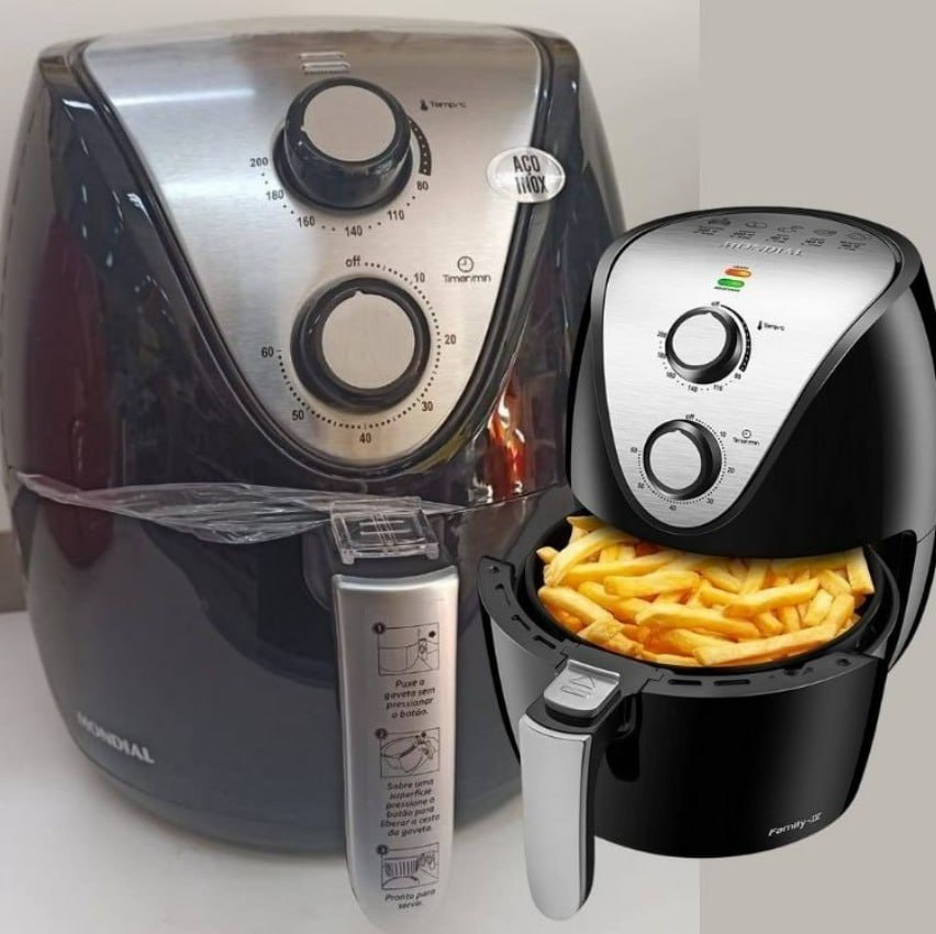 Fritadeira Elétrica Sem Óleo Air Fryer Mondial AF-30 Family Inox IV 3,5l – Preta na Ponto