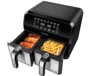 Fritadeira Elétrica Sem Óleo Air Fryer Mondial AFD-01-BI 8L Digital com Cesto Duplo– Preta/Inox na Ponto