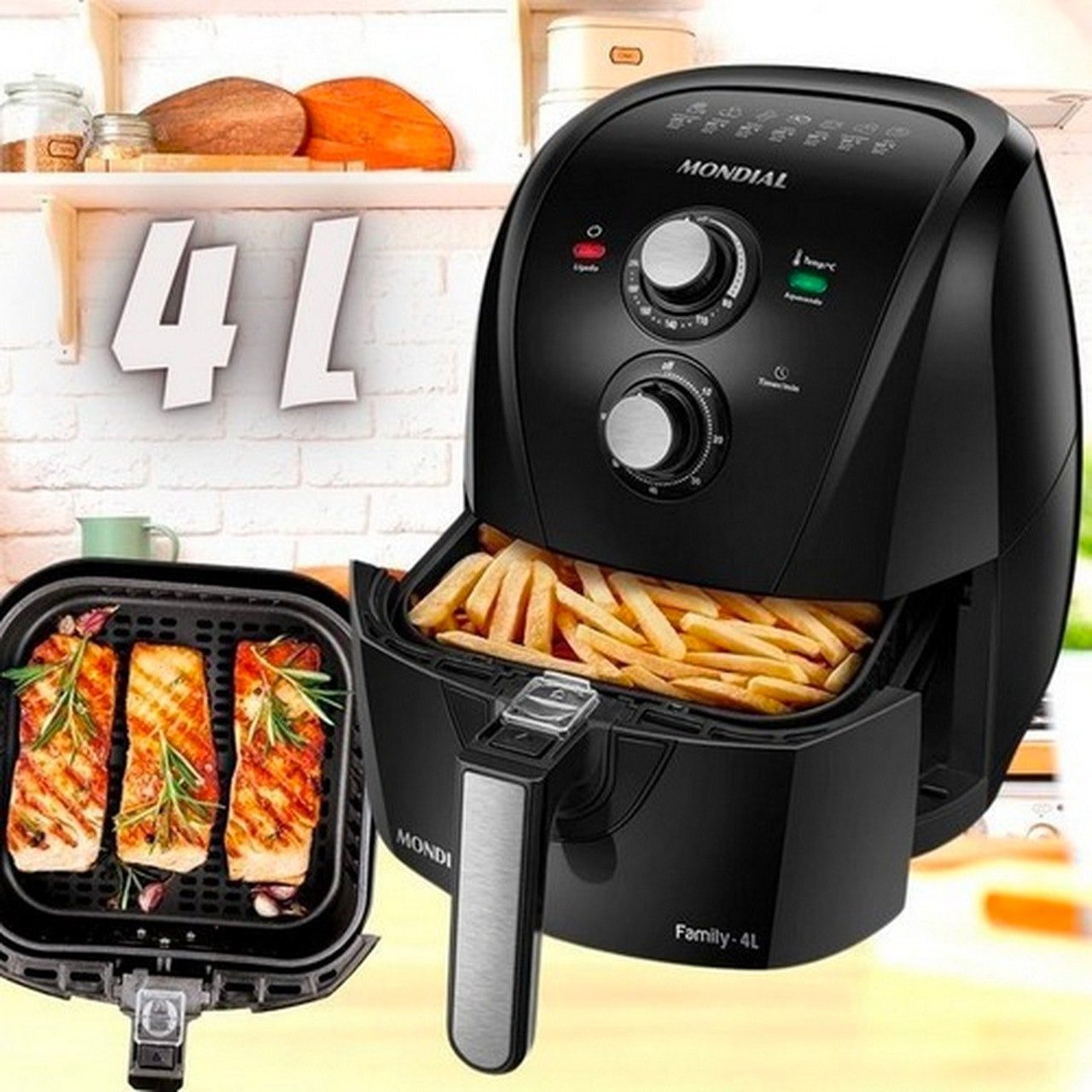 Fritadeira Elétrica Sem Óleo Air Fryer Mondial Family AFN40FB 4 L – Preta na Extra