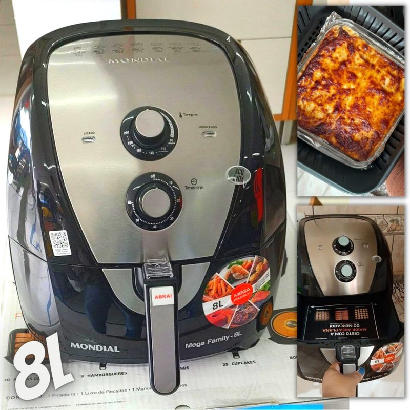 Fritadeira Sem Óleo Air Fryer 8L, Mondial, Preto/Inox, 1900W, 127V – AFN-80-BI na Amazon