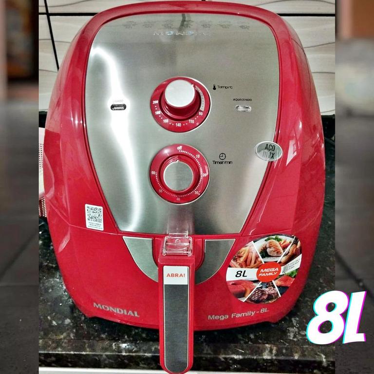 Fritadeira Sem Óleo Air Fryer 8L, Mondial, Vermelho/Inox, 1900W – AFN-80-RI na Amazon