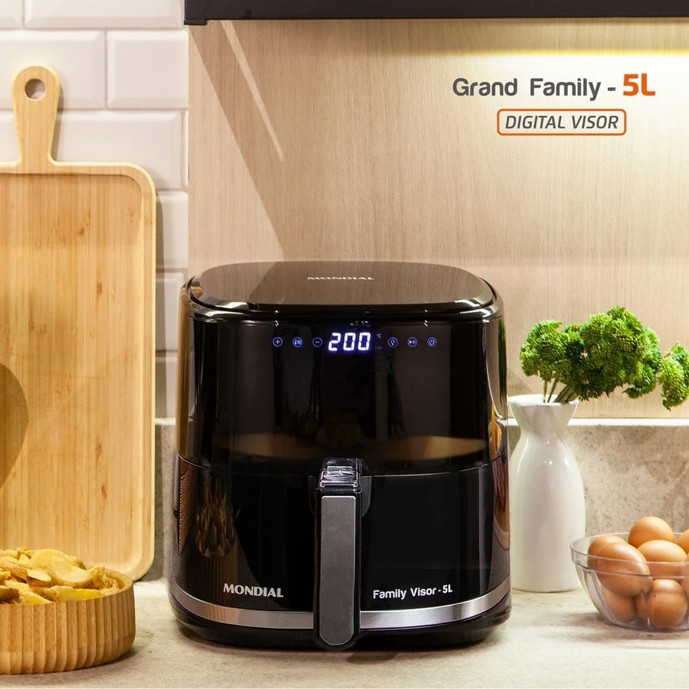 Fritadeira Sem Óleo Air Fryer Digital 5L, Mondial, Preto, 2000W – AF-50-DV na Amazon