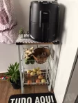 Fruteira De Chão Branco Brilho Em Aço MDF Amadeirado na Shopee