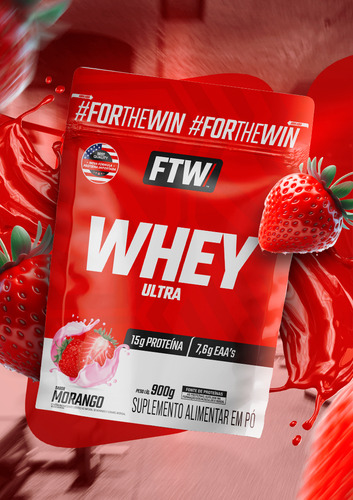 FTW Whey Protein 100% Concentrado – Suplemento Proteico para Atletas – Auxilia na Formação de Músculos para seus Treinos – Fonte de Proteína de Alto Valor Biológico – Sabor: Morango – Refil 900g na Amazon