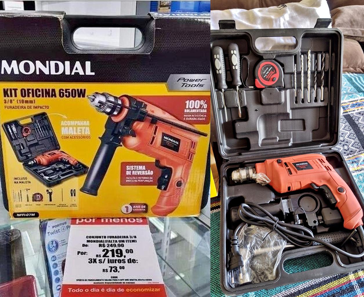 Furadeira de Impacto com Maleta, Mondial, Vermelho, 650W, 220V – NFFI-07M na Amazon