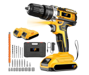 Furadeira e Parafusadeira 48V 1.3Ah Amarela, Torque 35Nm, Kit Doméstico com 2 Baterias, Acessórios e Maleta, Ideal para Projetos DIY e Reparos Domésticos na Amazon