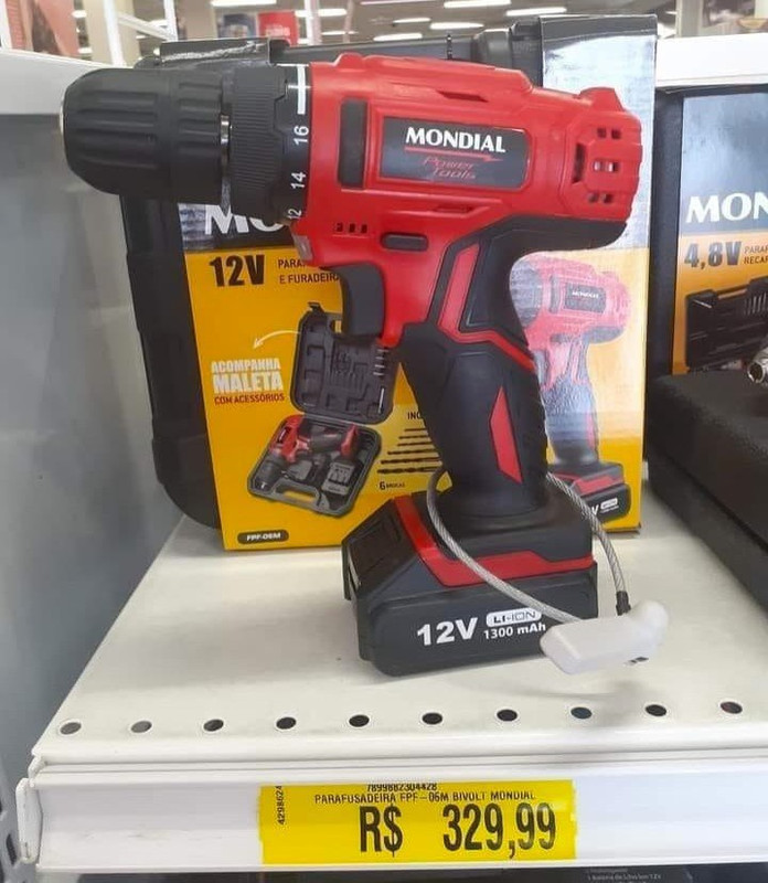 Furadeira e Parafusadeira à Bateria, Mondial, Vermelho, 12V, Bivolt – FPF-06M na Amazon
