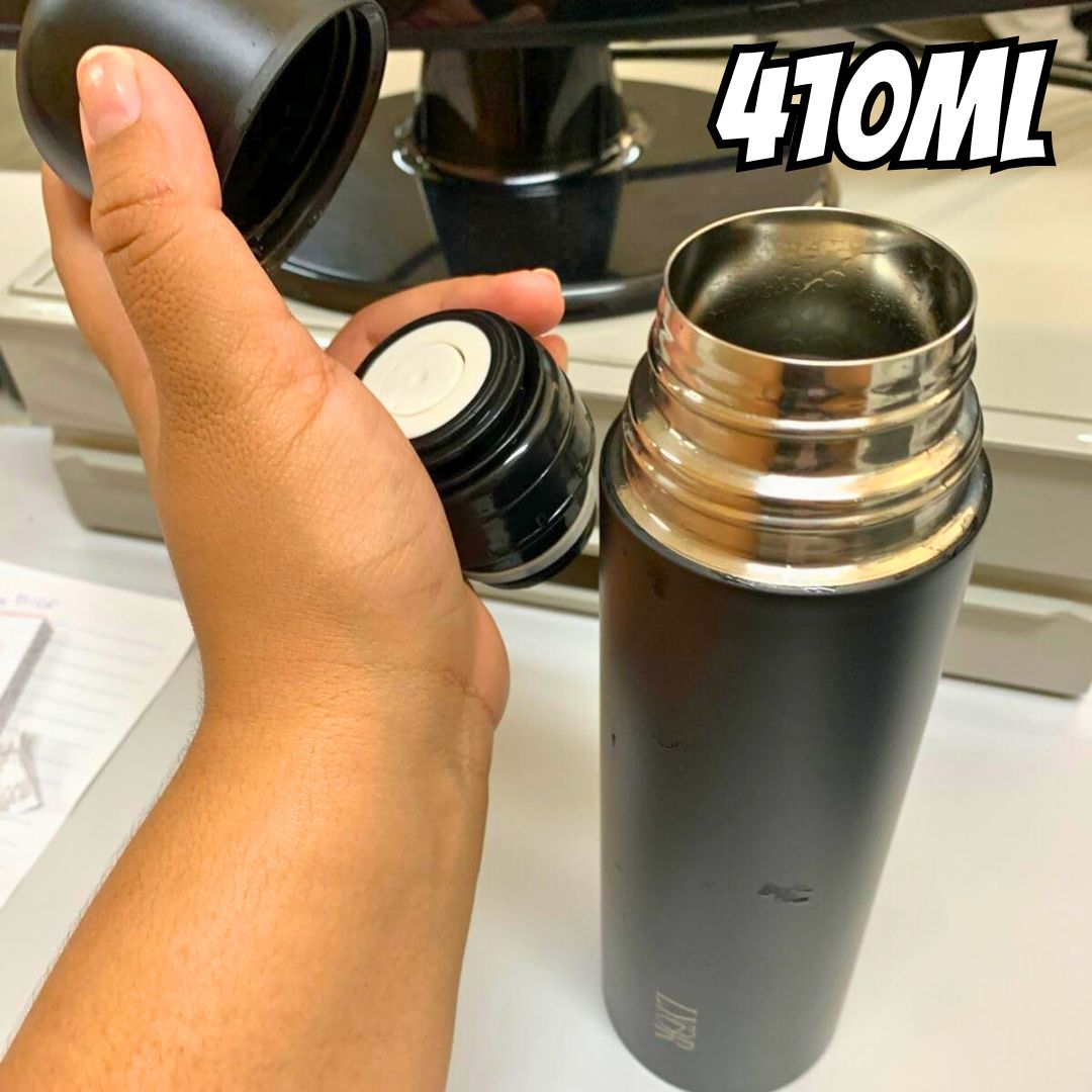 Garrafa Térmica Dupla Parede de Aço Inox com Tampa Flip Preta 410ml – Lyor na Amazon