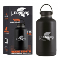 Garrafa Térmica Leonidas, 1.750ml, 24h Frio E 10h Quente, Metal, Preto na Terabyte Shop