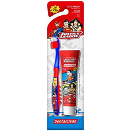Gel Dental Infantil Heróis Liga da Justiça 50g Sabor Tutti Frutti + Escova de Dentes - Dentalclean na Amazon