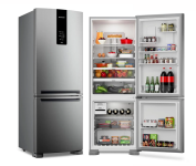Geladeira Brastemp Frost Free Inverse A+++ 479 litros cor Inox com Super Capacidade e Smart Flow – BRE58FK • 110v na Brastemp