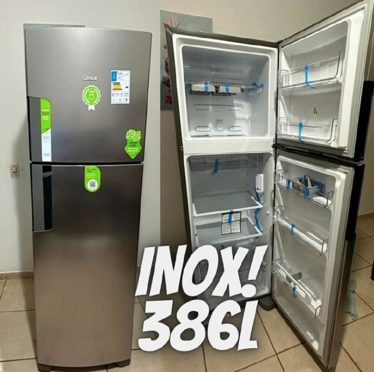 Geladeira Consul Frost Free Duplex 386 litros com Altura Flex cor Inox CRM44AK na Magazine Luiza