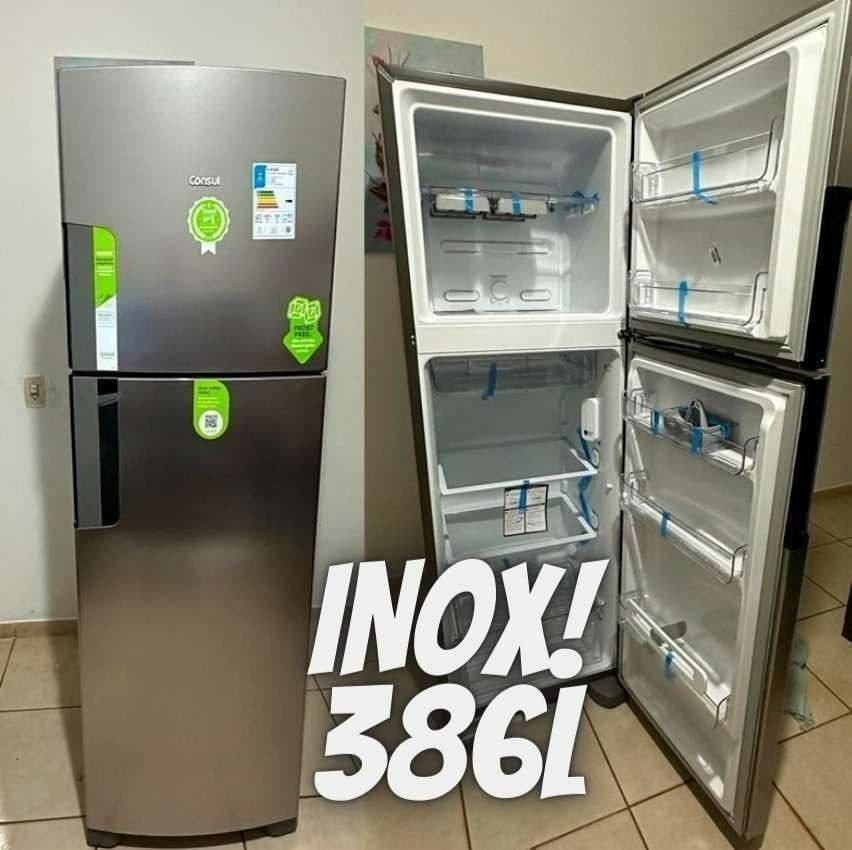 Geladeira Consul Frost Free Duplex 386 litros com Altura Flex cor Inox CRM44AK na Magazine Luiza