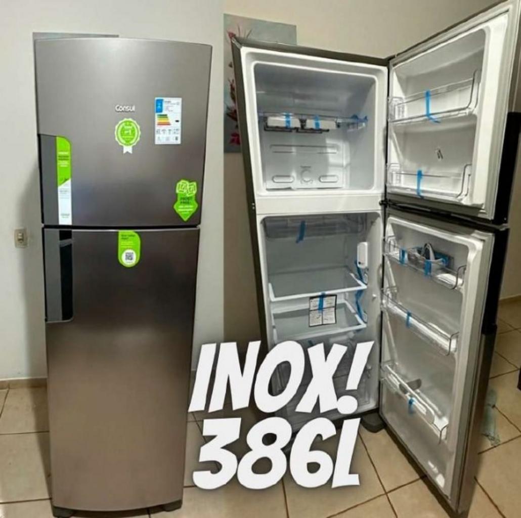 Geladeira Consul Frost Free Duplex 386 litros com Altura Flex cor Inox CRM44AK na Consul