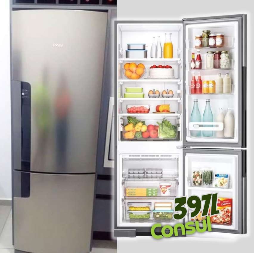 Geladeira Consul Frost Free Duplex 397 litros Evox com freezer embaixo – CRE44BK na Consul