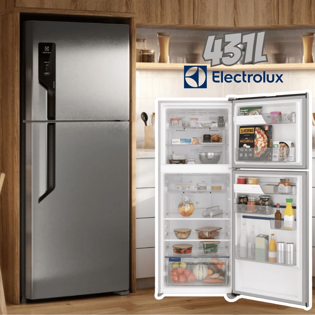 Geladeira Electrolux Frost Free 431L Efficient AutoSense Duplex Inox Look (TF70S) na Amazon
