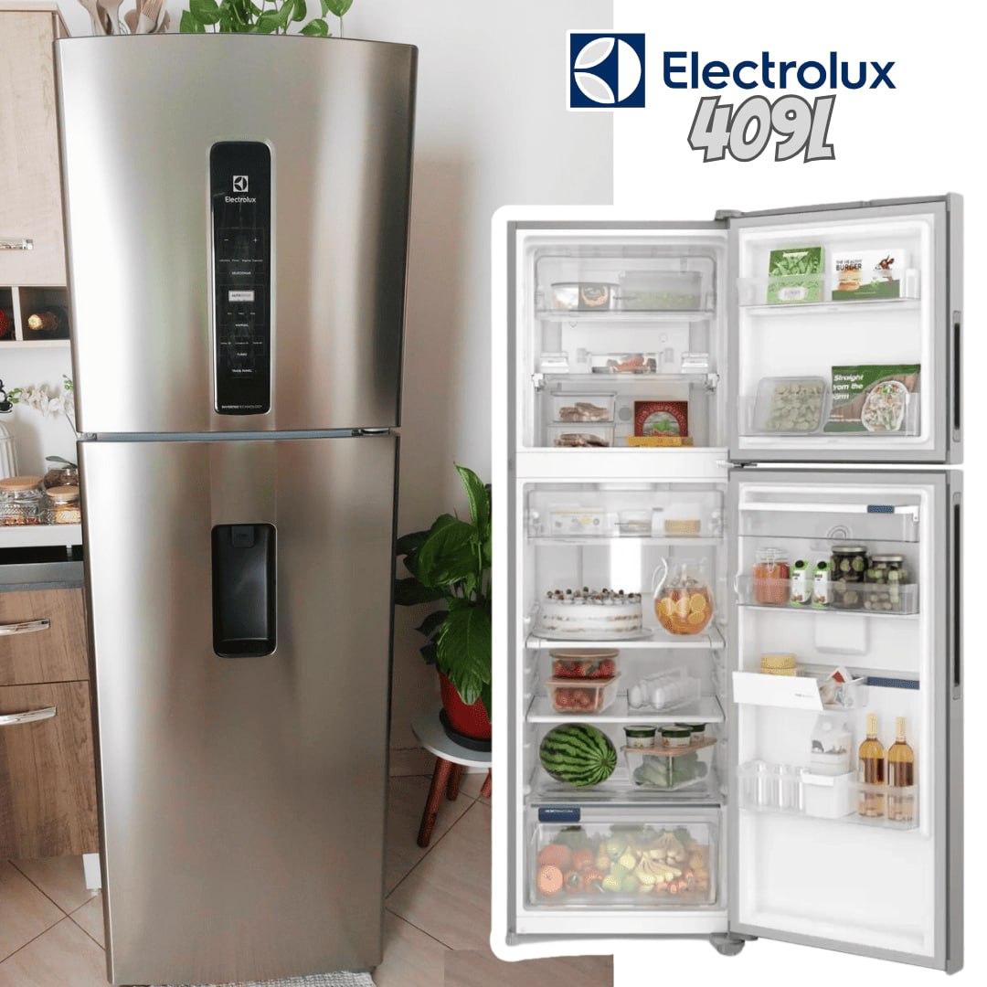 Geladeira Electrolux Frost Free Inverter 409L Água na Porta AutoSense cor Inox Look (IW45S) na Shopclub