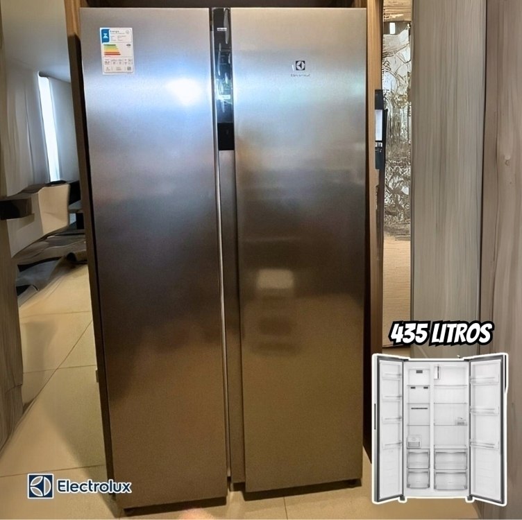 Geladeira Electrolux Frost Free Inverter 435L Efficient com AutoSense Side by Side cor Inox Look (IS4S) na Shopclub