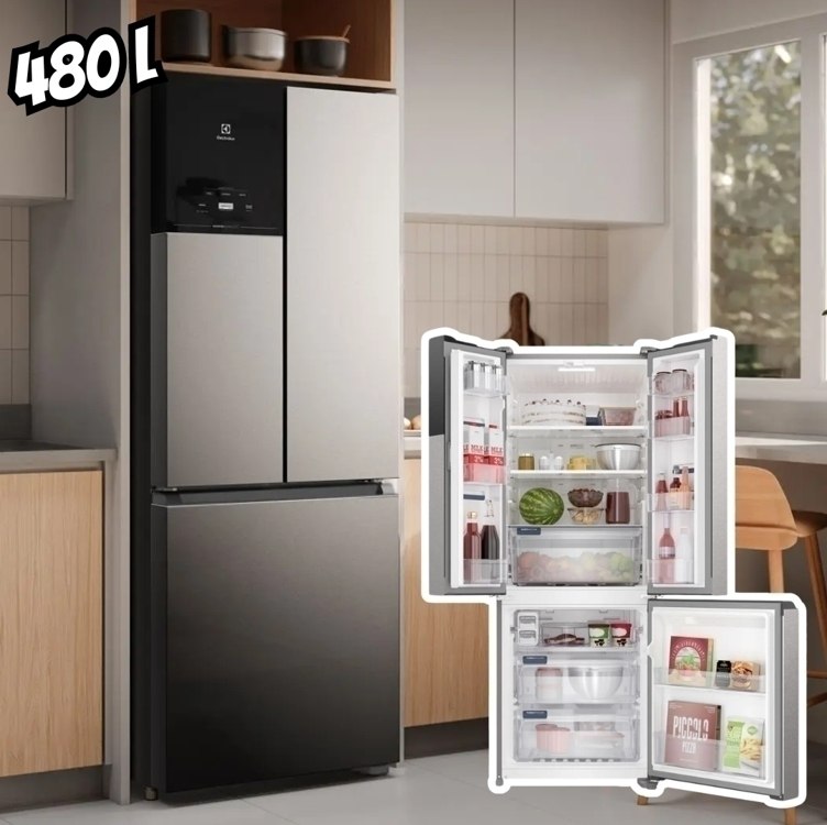 Geladeira Electrolux Frost Free Inverter 480L Efficient AutoSense 3 Portas Inox Look (IM7S) na Amazon