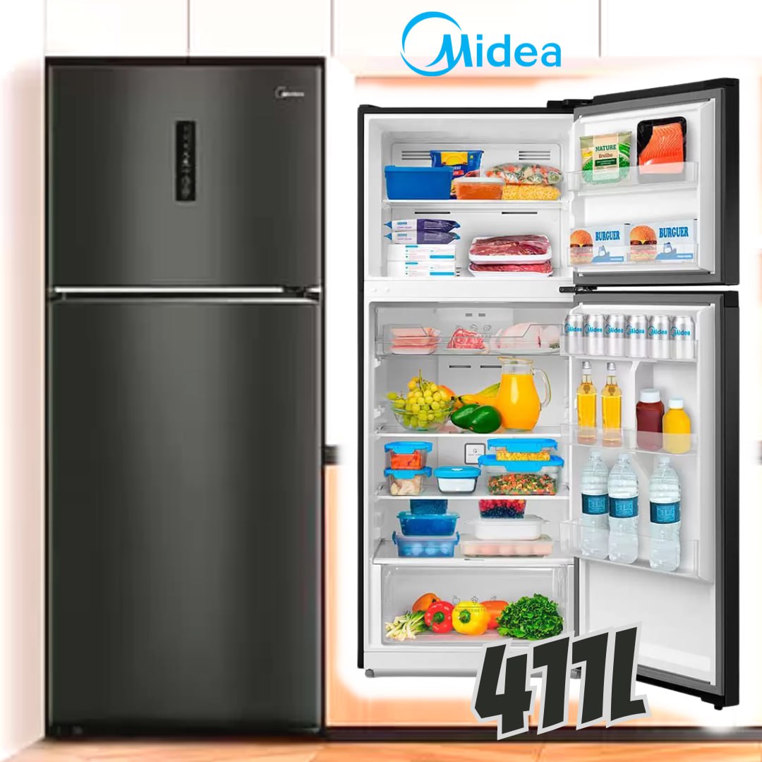 Geladeira Frost Free Duplex 411L Slim cor Black Inox Midea na Magazine Luiza