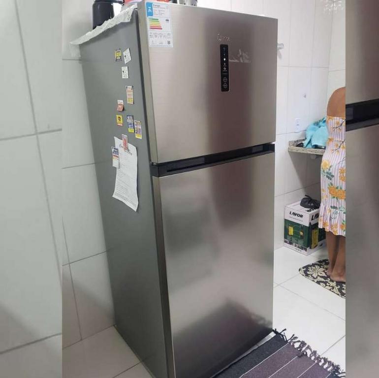Geladeira Frost Free Duplex 411L Slim cor Inox Midea na Magazine Luiza