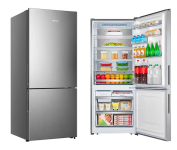 Geladeira Hisense Botton RB-52W Frost Free com Tecnologia Inverter, Portas Reversíveis e Painel Touch 397 L – Inox Look na Casas Bahia