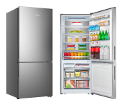 Geladeira Hisense Botton RB-52W Frost Free com Tecnologia Inverter, Portas Reversíveis e Painel Touch 397 L – Inox Look na Casas Bahia