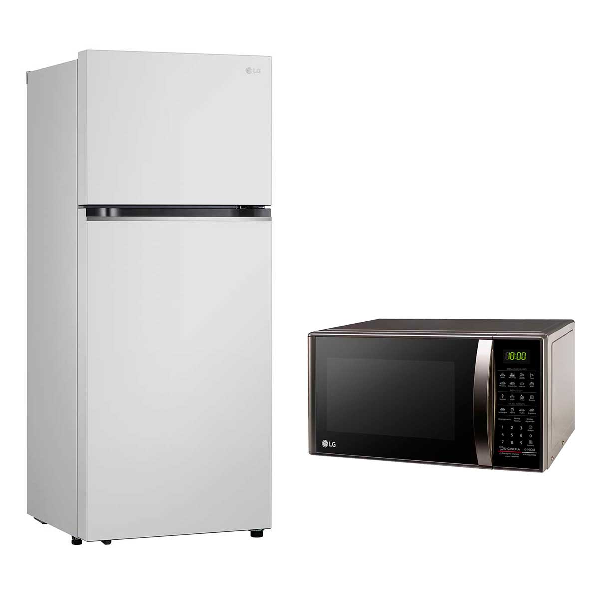 Geladeira LG Frost Free Inverter 375L Duplex Branca GN-B372PQW + Micro-ondas LG Mesa 30L Prata Limpa Fácil MS3043BR na Carrefour