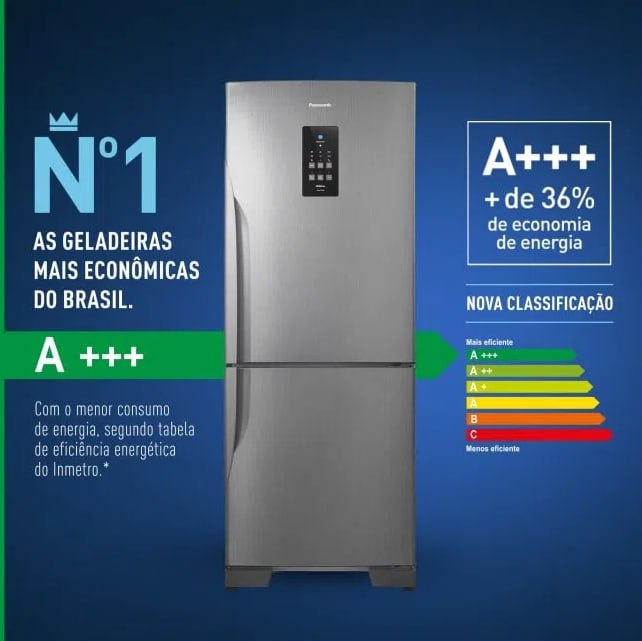 Geladeira Panasonic Frost Free 425L A+++ Titanio – NR-BB53PV3TA na Amazon