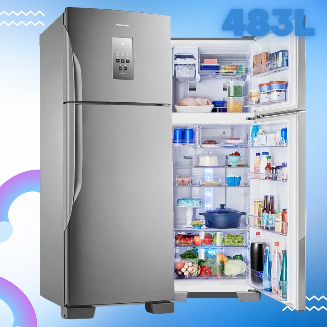 Geladeira Panasonic Frost Free 483L NR-BT55PV2X Aço Escovado – 220v na Americanas