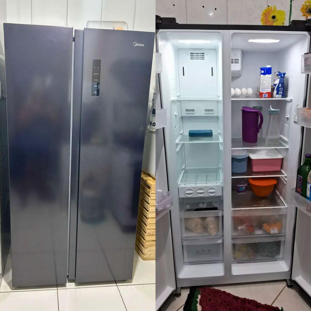 Geladeira Side by Side 511L Inverter Cor Preto Conectada Midea na Amazon