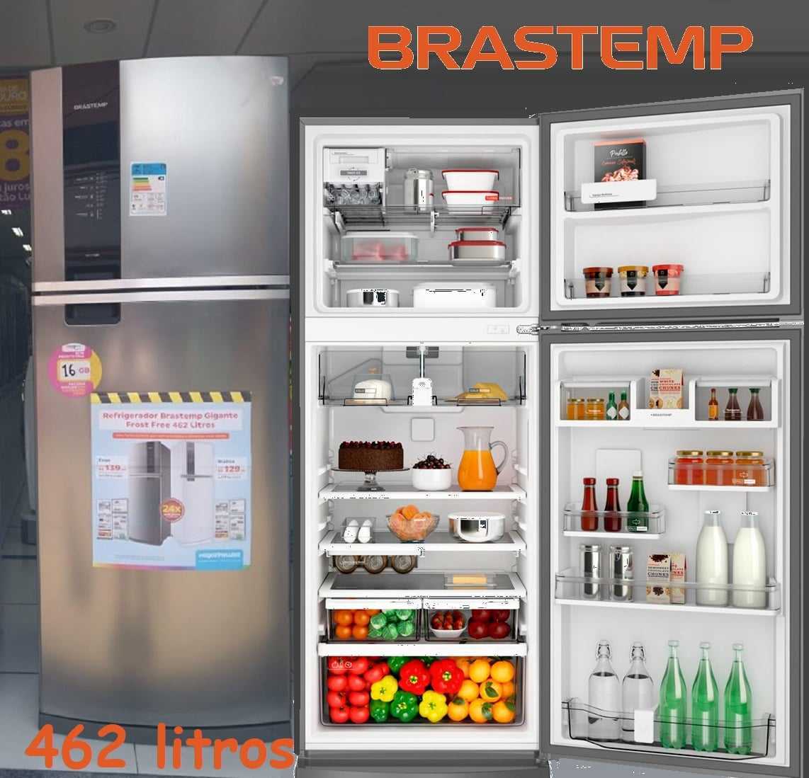 Geladeira/Refrigerador Brastemp Frost Free Inox - Duplex 462L Painel Touch BRM56AKANA na Magazine Luiza
