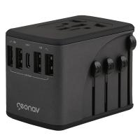 Geonav Carregador Universal Com Adaptadores De Viagem, 4 Portas USB + 1 USB-C, TLCH65BK, Preto na Amazon