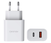 Geonav Carregador Universal Ultra Rápido Duo, 1 X USB-C Power Delivery 20W, 1 X USB Quick Charge 18W, CH20PDQC, Branco na Amazon