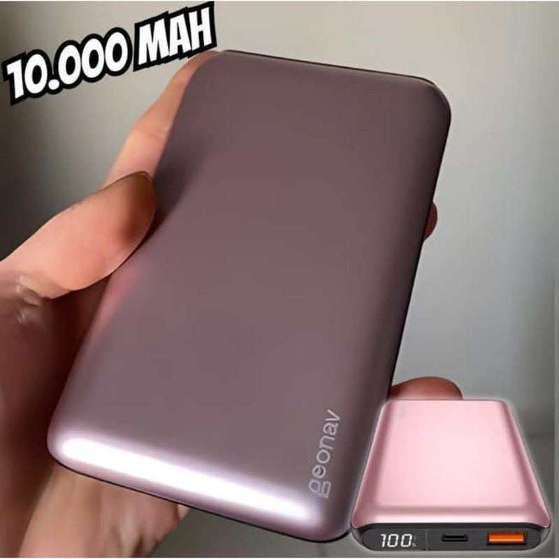 Geonav Power Bank, Carregador Portátil Universal 10.000mAh, USB-A (até 18W) + USB-C (até 20W), Compacto, Carregamento Rápido, Pass Through, Led Indicador de Bateria, PB10K20WRG, Rosa na Amazon
